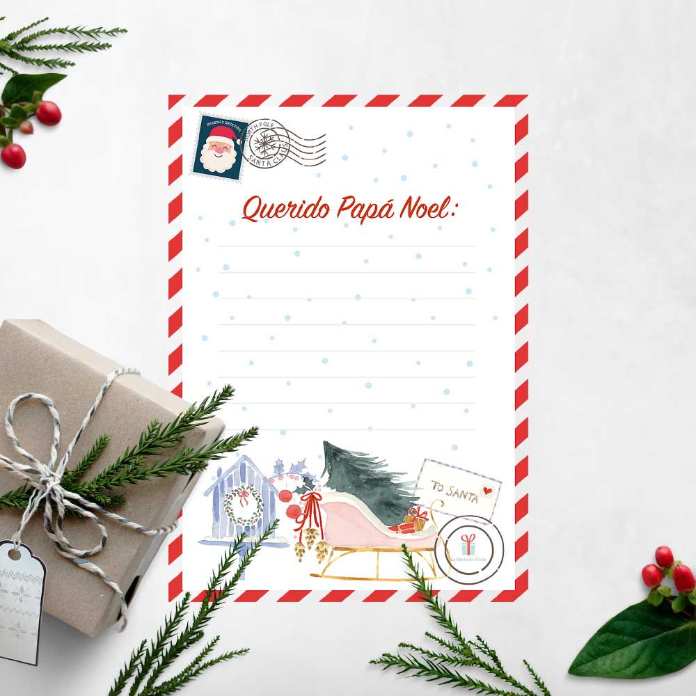 Cartas Para Papa Noel Carta Papa Noel imprimible gratis – La Fiesta de Olivia