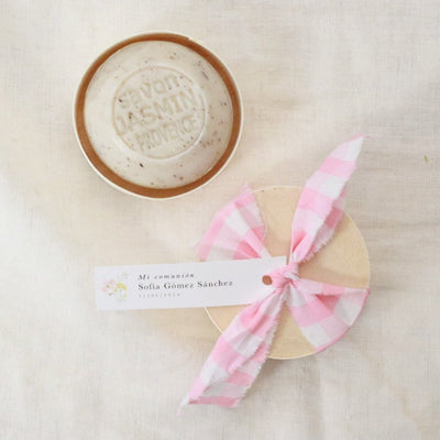 Jabón natural caja madera Vichy rosa deco premium
