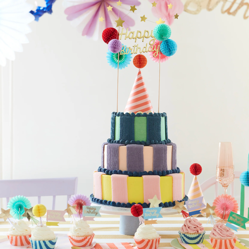 Cake topper Happy Birthday multicolor