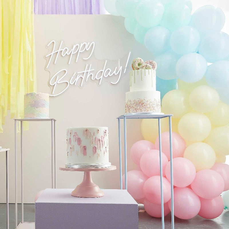 Set de 48 globos Guirnalda pastel + Guirnalda Cumpleaños