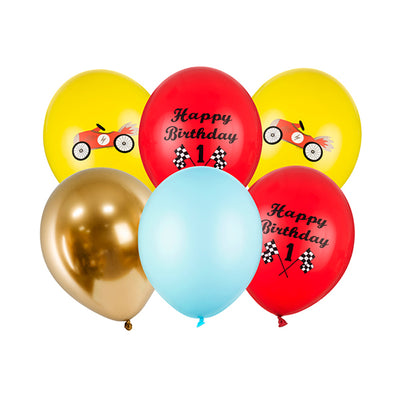 Mix globos coche Happy Birthday / 6 uds.
