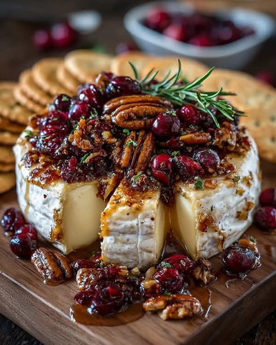 Brie al Horno con Arándanos y Nueces Pecanas