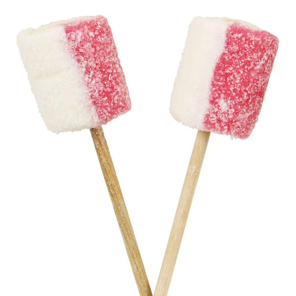 Strawberry/vanilla candy lollipop