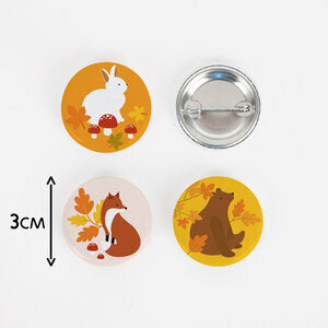 Autumn forest animals badges / 4 pcs.