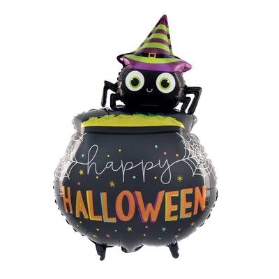 Globo foil araña con caldero Halloween