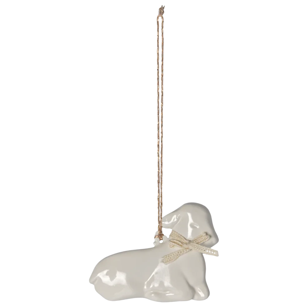 Metal ornament lamb with white bow