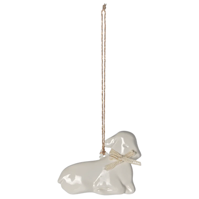Metal ornament lamb with white bow