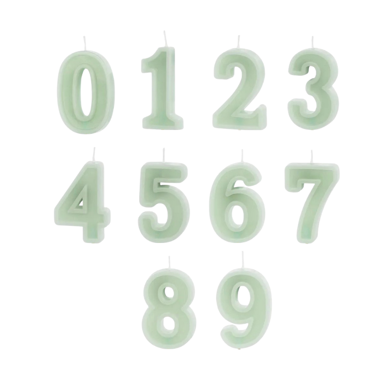 Green number candles with basic border