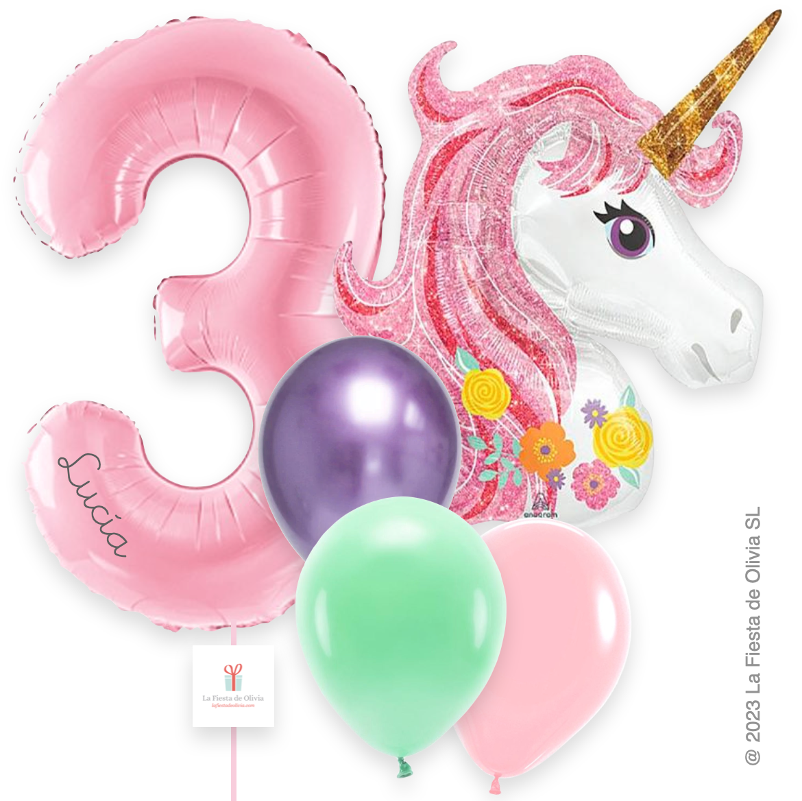UNICORN balloon bouquet inflated with helium