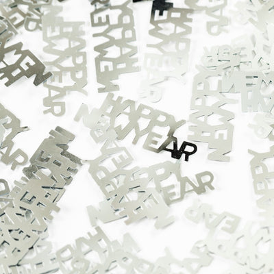 Confete prateado Feliz Ano Novo