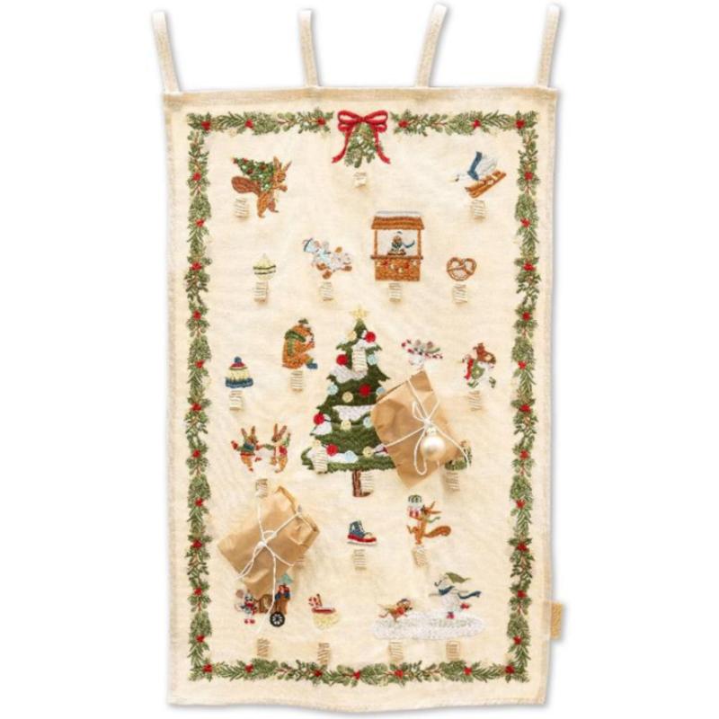 Classic Advent calendar in embroidered fabric