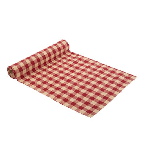 Camino de mesa tela vichy rojo y beige
