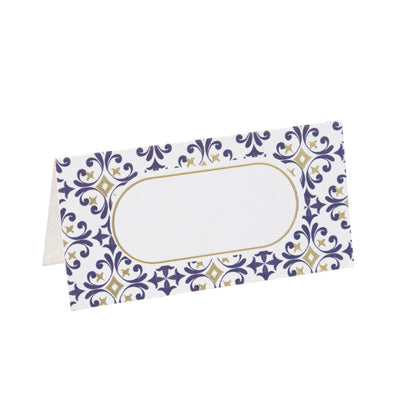 Tarjetas de Papel Dolce Vita Azul Real, Blanco y Dorado 8x4cm