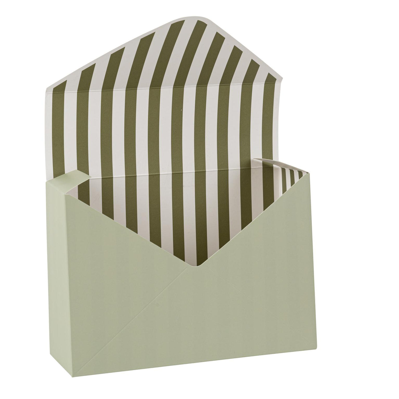 Caja Regalo Rayas Bicolor Cartón Verde Salvia y Verdín 20x14x7cm