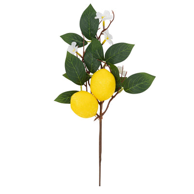 Rama de limón, flores y follaje amarillo, blanco y verde 32cm