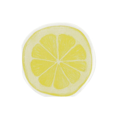 Servilletas de cóctel de papel amarillo y blanco con rodaja de limón 24x24cm - 3 capas