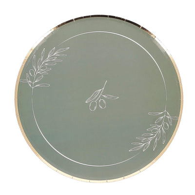 platos de aceite de oliva de cartón verdín y oro ø23cm