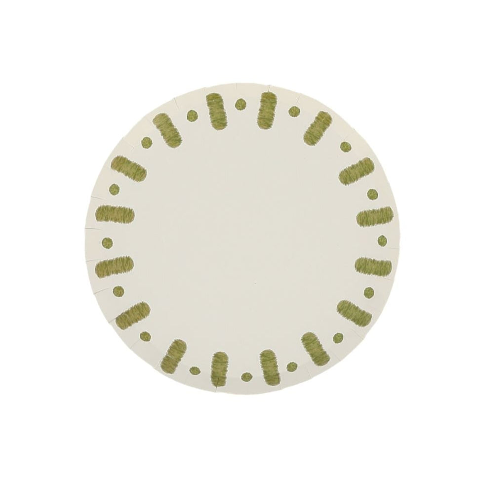 platos pequeños Mix&Match de cartón verde y blanco ø18cm