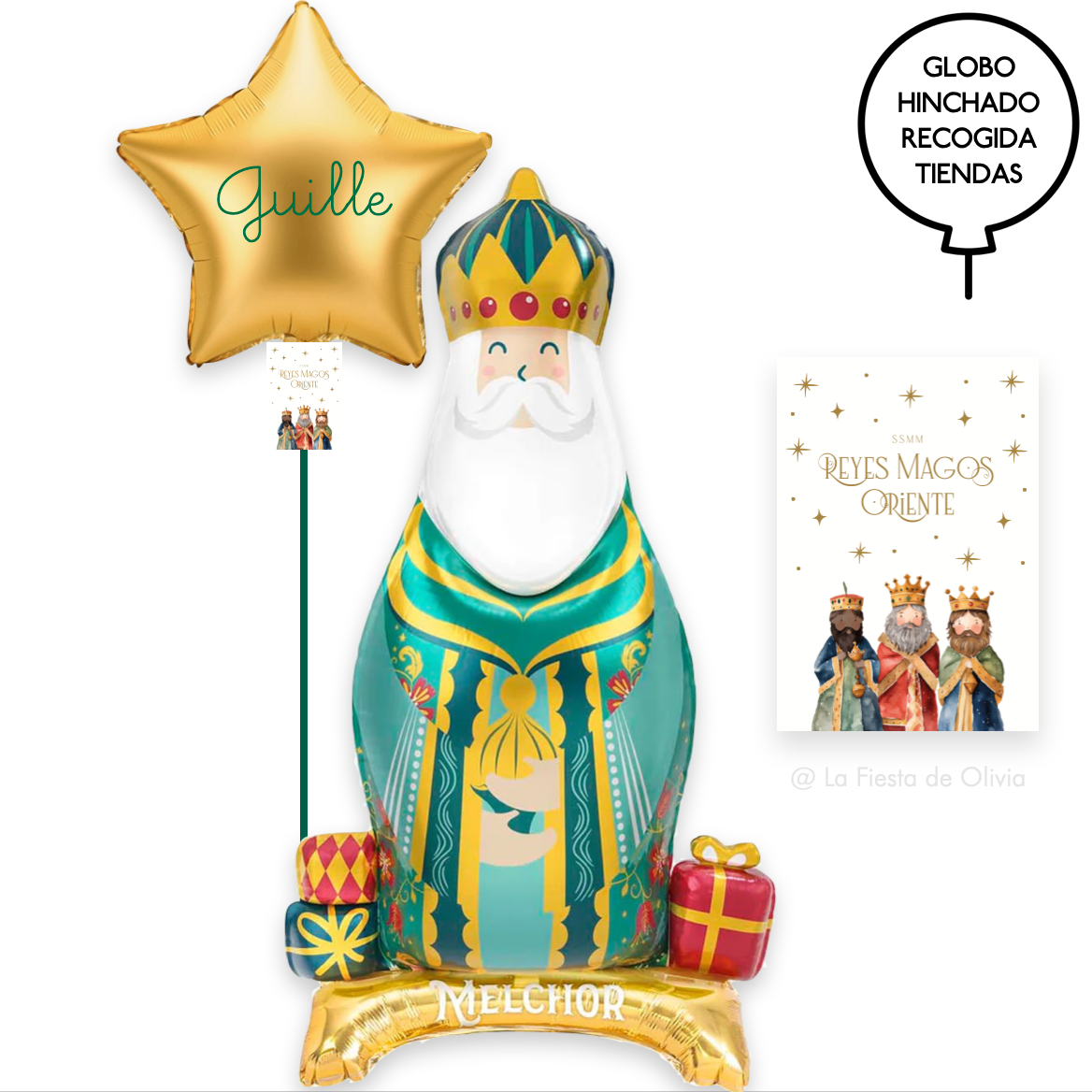 Set deco Reyes Melchor suelo y estrella hinchados con helio