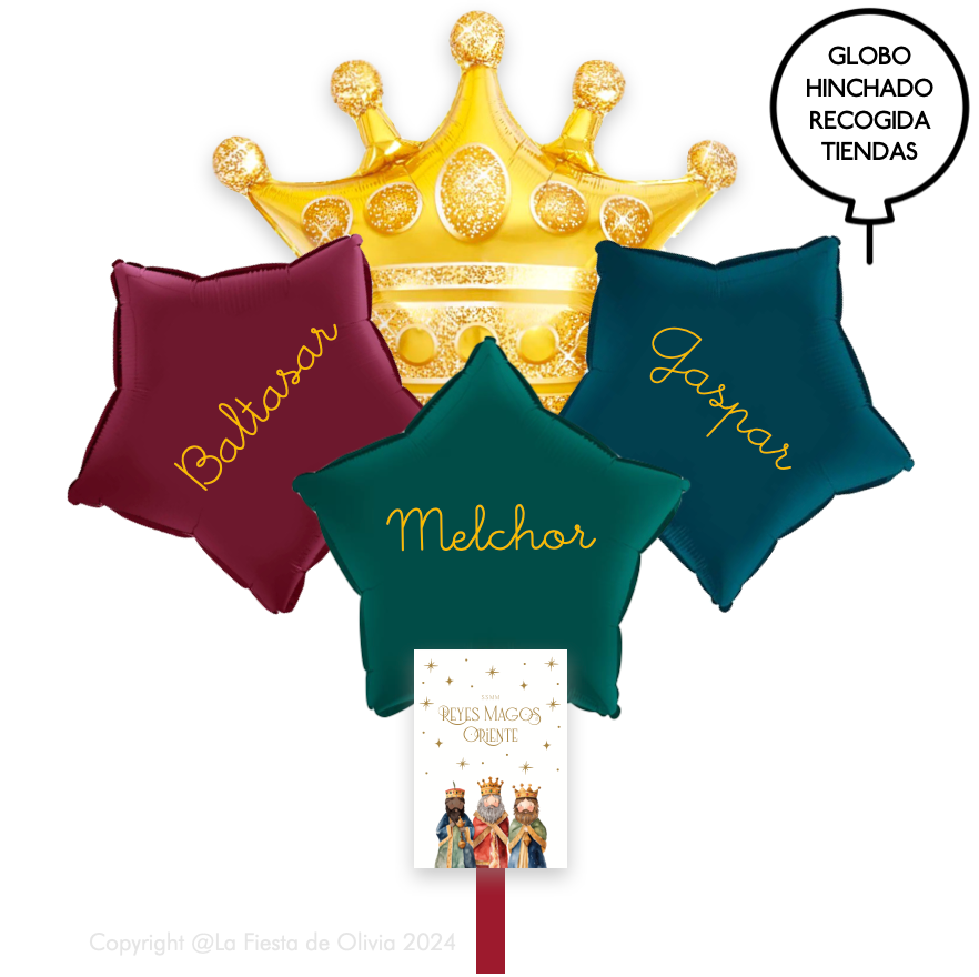 Bouquet XL Three Wise Men Satin balloons inflated with helium