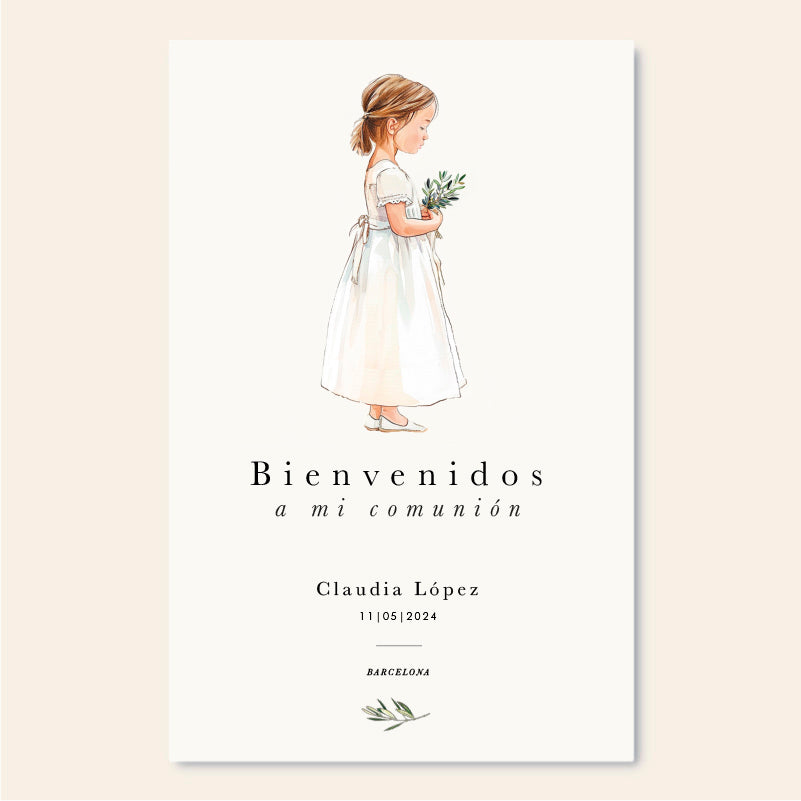 Personalized Communion Poster Girl Olive