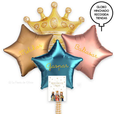 Bouquet XL globos Reyes Magos Satin hinchados con helio