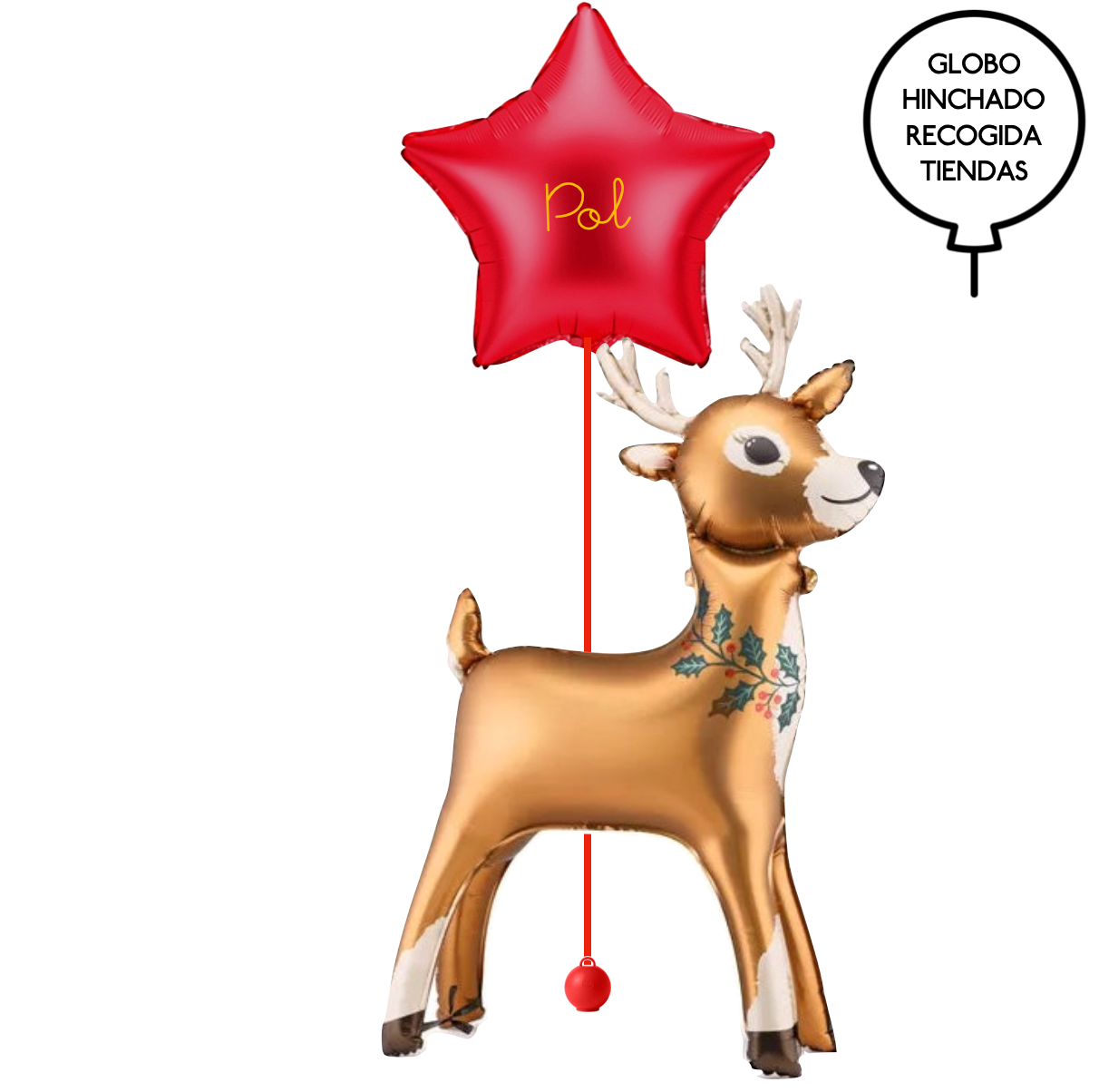 Globo RENO SUELO Y ESTRELLA HELIO (INCLUYE PESO)