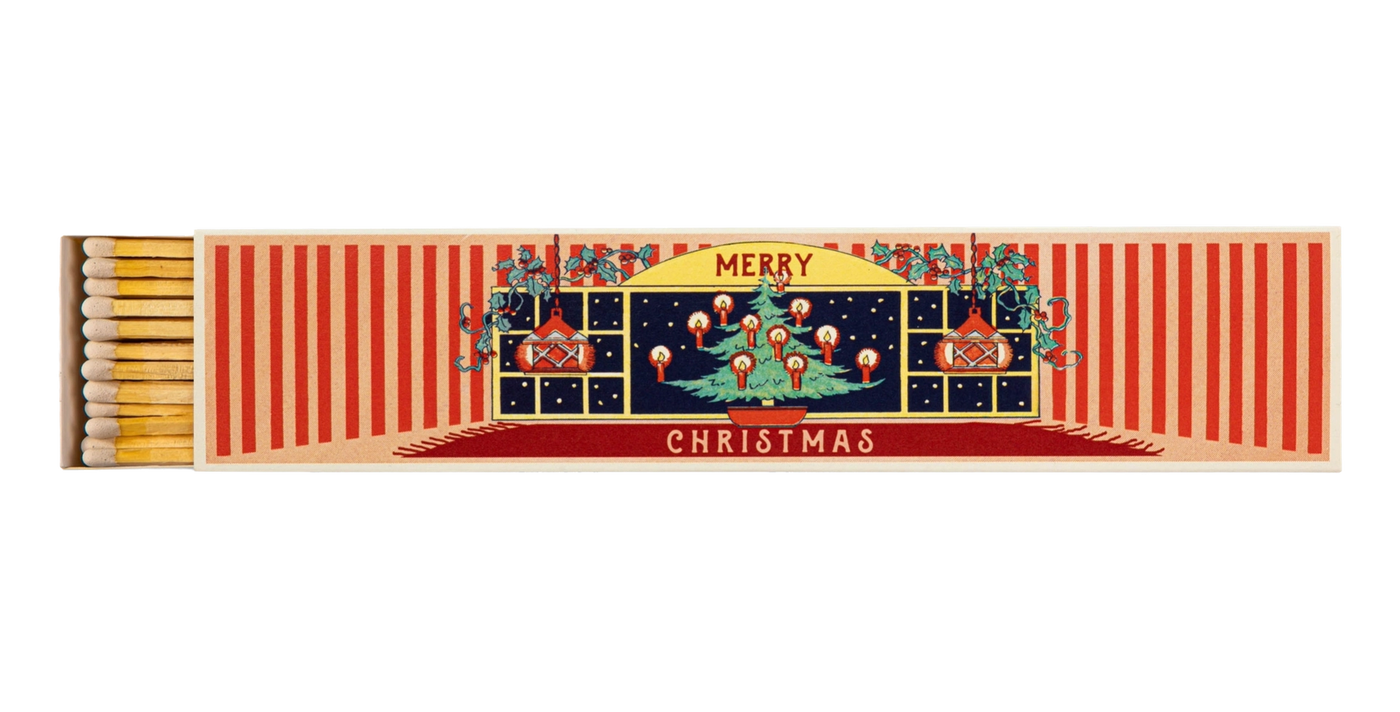 Caixa de fósforos comprida para janela de Natal