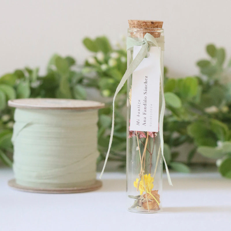 Small dried flower glass jar and personalized label / 6 pcs.