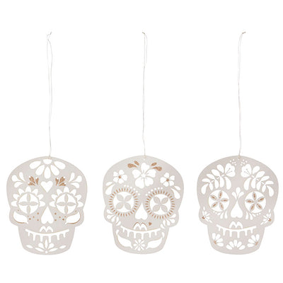 Adornos papel y glitter SKULL / 3 uds.