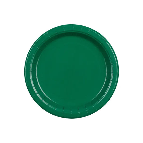 Pratos de papel verde escuro 18 cm / 6 unid.