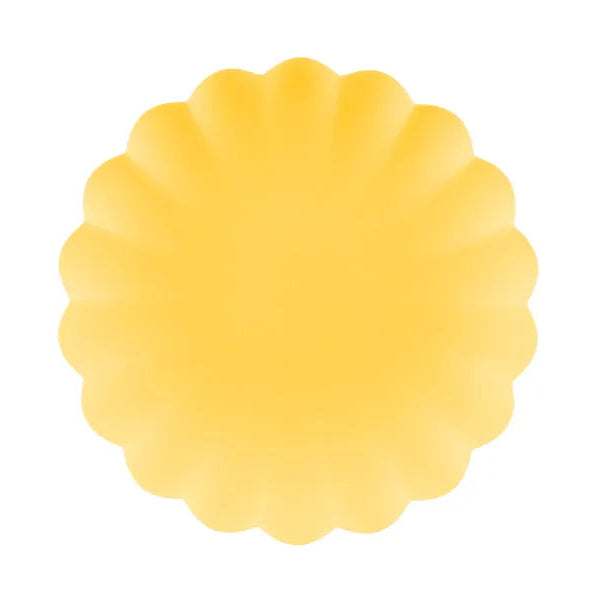 Prato plástico amarelo básico recortado / 4 peças.