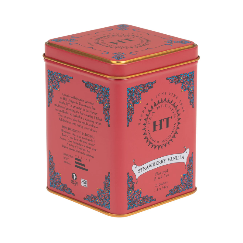 Lata de té Strawberry Vanilla Harney & Sons / 20 uds.