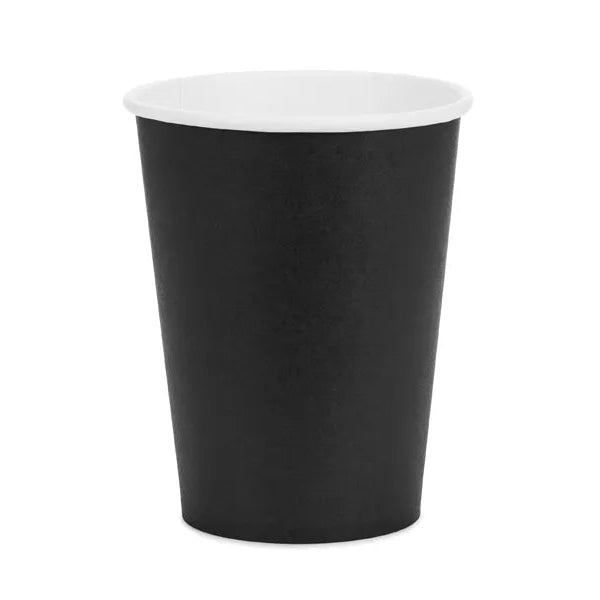 Copos de papel pretos básicos / 6 unid.