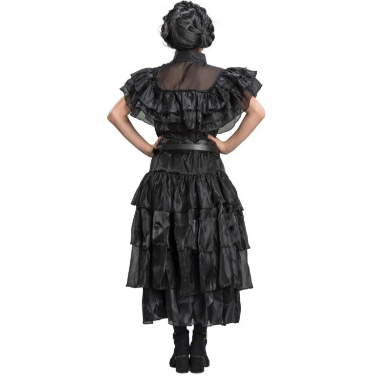Disfraz infantil vestido volantes Miércoles Addams con cinturón