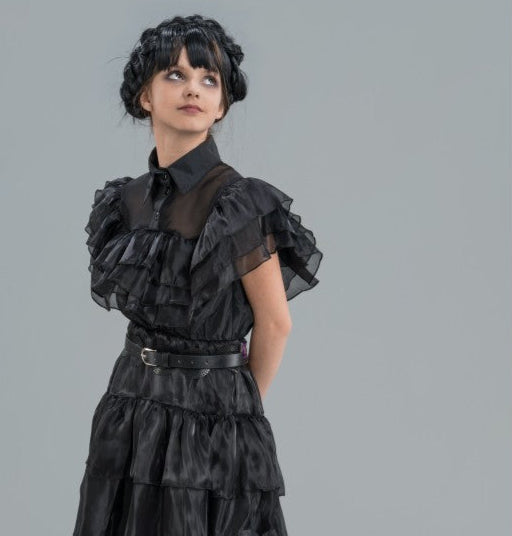 wednesday addams prom dress Wednesday Addams children's ruffled dress costume with belt – La Fiesta de  Olivia