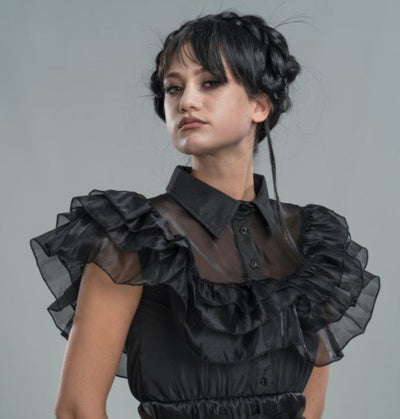 Fato de adulto Wednesday Addams com folhos e cinto