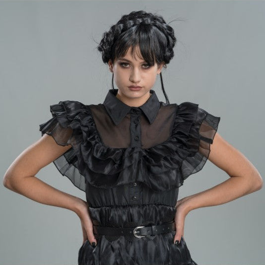 Wednesday Addams Adult Ruffled Dress Costume with Belt – La Fiesta de Olivia
