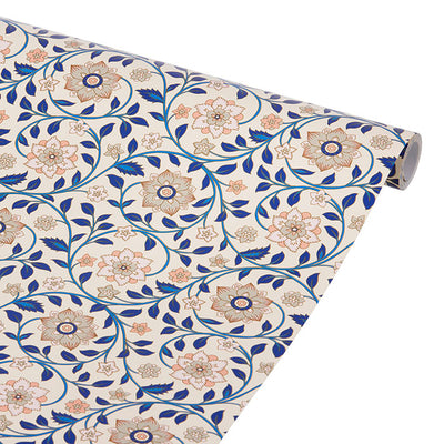 Papel de regalo block print  Ink Blue / 10 m.