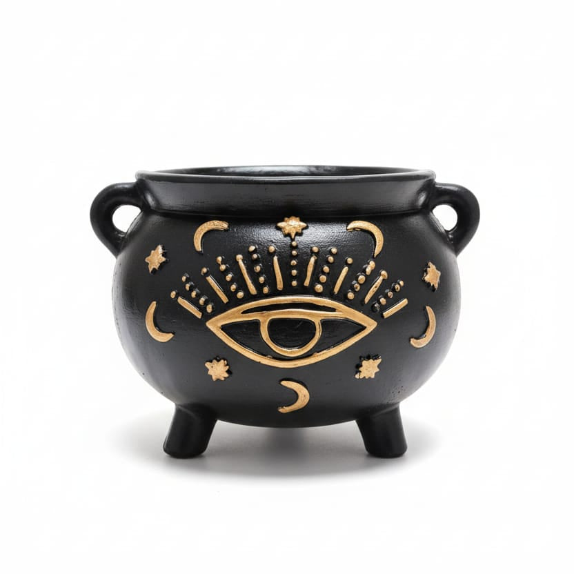 Black resin and gold cauldron