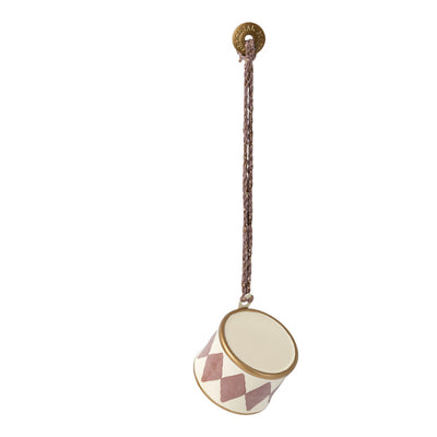 Small pink drum metal ornament