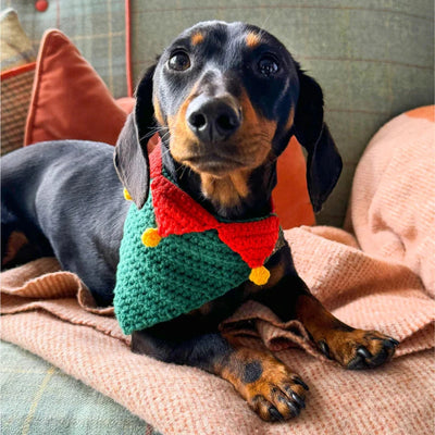 Christmas ornament dog collar bandana crochet