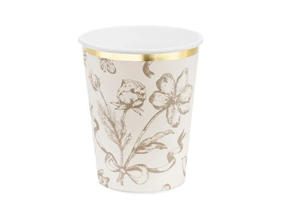 Vasos beige borde dorado Flower / 6 uds.