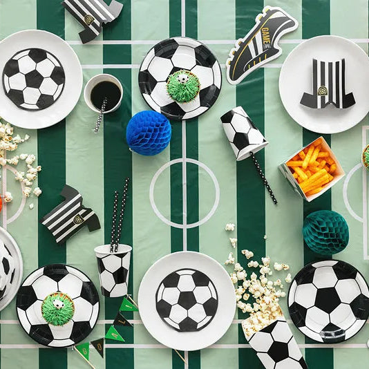 Mantel de papel rayas campo de fútbol