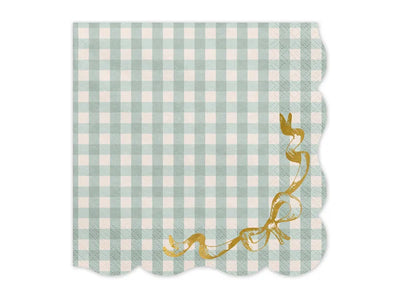Servilleta estampado vichy mint con lazo / 12 uds.