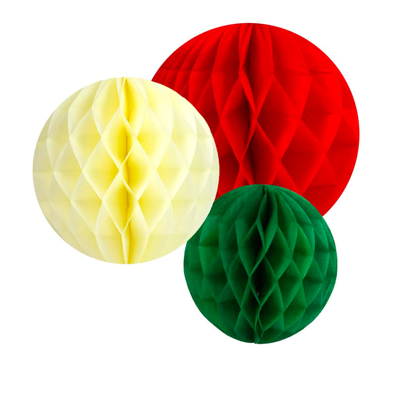 Christmas honeycomb balls kit / 3 pcs.
