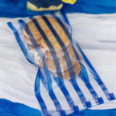 Bolsa de celofán rayas azules 10 uds.