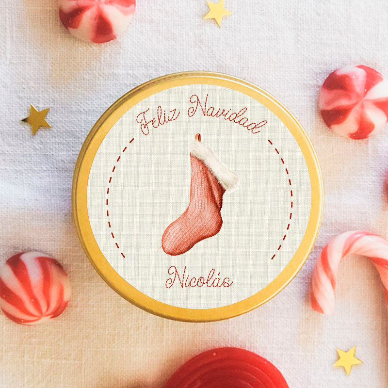 Personalized Petit Nöel sock candy jar