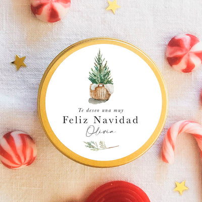 Bote golosinas Feliz Navidad personalizado 2024