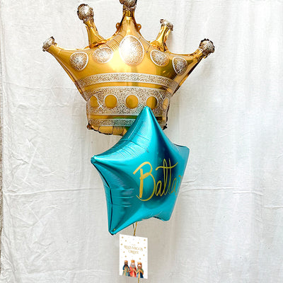 Crown and star Balthazar bouquet inflated with helium